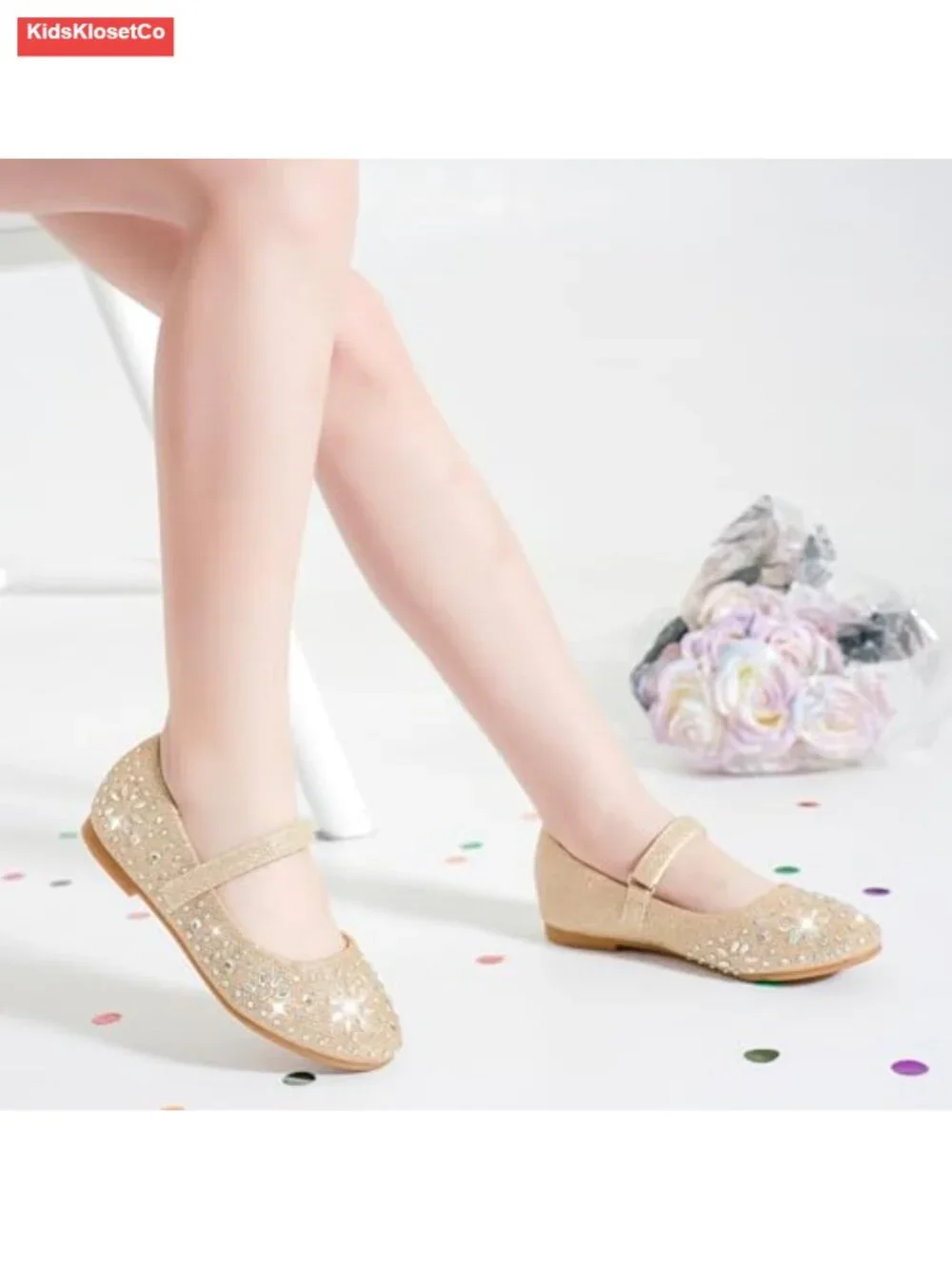 Girls Mary Jane Flats Glitter Princess Ballet Shoes Wedding Party